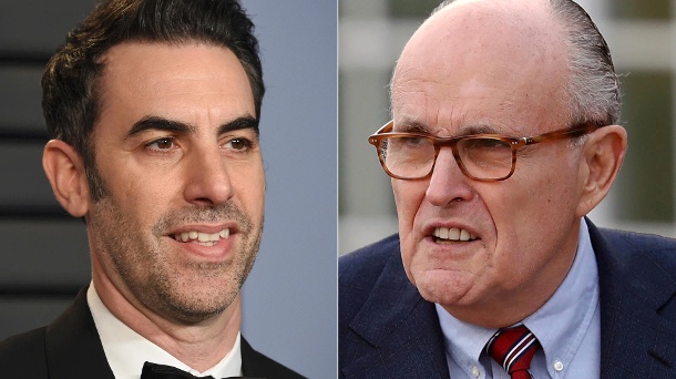 Trumps Anwalt Rudy Giuliani (r.) und der britische Komiker Sacha Baron Cohen (l.) (Quelle: AP/dpa)